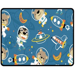 Seamless Pattern Funny Astronaut Outer Space Transportation Two Sides Fleece Blanket (medium) by Semog4