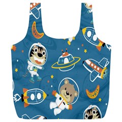 Seamless Pattern Funny Astronaut Outer Space Transportation Full Print Recycle Bag (xl) by Semog4