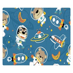 Seamless Pattern Funny Astronaut Outer Space Transportation Two Sides Premium Plush Fleece Blanket (small) by Semog4