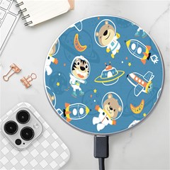 Seamless Pattern Funny Astronaut Outer Space Transportation Wireless Fast Charger(white) by Semog4