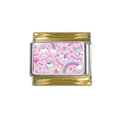 Beautiful Cute Animals Pattern Pink Gold Trim Italian Charm (9mm) by Semog4