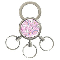 Beautiful Cute Animals Pattern Pink 3-ring Key Chain by Semog4