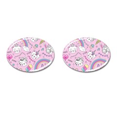 Beautiful Cute Animals Pattern Pink Cufflinks (oval) by Semog4