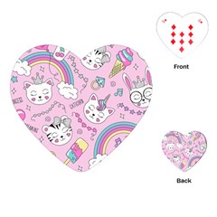 Beautiful Cute Animals Pattern Pink Playing Cards Single Design (heart)