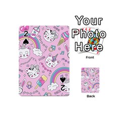 Beautiful Cute Animals Pattern Pink Playing Cards 54 Designs (mini)