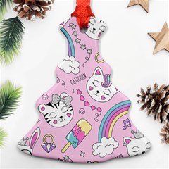 Beautiful Cute Animals Pattern Pink Ornament (christmas Tree) 