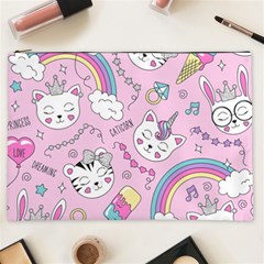 Beautiful Cute Animals Pattern Pink Cosmetic Bag (xxl) by Semog4