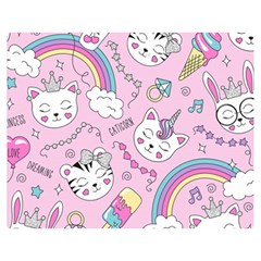 Beautiful Cute Animals Pattern Pink Premium Plush Fleece Blanket (medium)