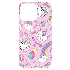 Beautiful Cute Animals Pattern Pink Iphone 14 Pro Max Black Uv Print Case by Semog4