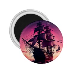 Ship Pirate Adventure Landscape Ocean Sun Heaven 2.25  Magnets