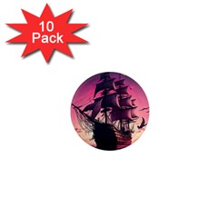 Ship Pirate Adventure Landscape Ocean Sun Heaven 1  Mini Magnet (10 pack) 