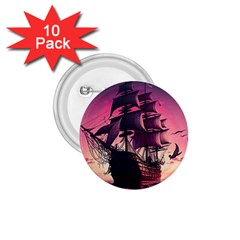 Ship Pirate Adventure Landscape Ocean Sun Heaven 1.75  Buttons (10 pack)