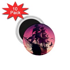 Ship Pirate Adventure Landscape Ocean Sun Heaven 1.75  Magnets (10 pack) 