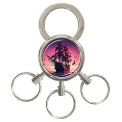 Ship Pirate Adventure Landscape Ocean Sun Heaven 3-Ring Key Chain