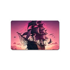 Ship Pirate Adventure Landscape Ocean Sun Heaven Magnet (Name Card)