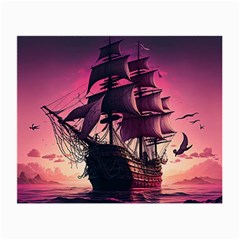 Ship Pirate Adventure Landscape Ocean Sun Heaven Small Glasses Cloth