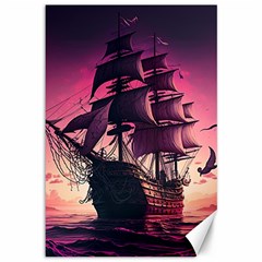 Ship Pirate Adventure Landscape Ocean Sun Heaven Canvas 12  X 18  by Semog4