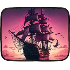 Ship Pirate Adventure Landscape Ocean Sun Heaven Two Sides Fleece Blanket (Mini)