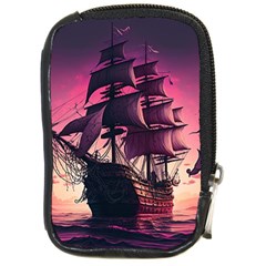 Ship Pirate Adventure Landscape Ocean Sun Heaven Compact Camera Leather Case