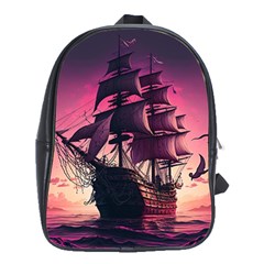 Ship Pirate Adventure Landscape Ocean Sun Heaven School Bag (Large)