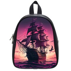 Ship Pirate Adventure Landscape Ocean Sun Heaven School Bag (Small)