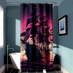 Ship Pirate Adventure Landscape Ocean Sun Heaven Shower Curtain 36  x 72  (Stall) 