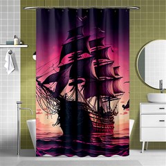 Ship Pirate Adventure Landscape Ocean Sun Heaven Shower Curtain 48  x 72  (Small) 