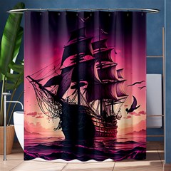 Ship Pirate Adventure Landscape Ocean Sun Heaven Shower Curtain 60  x 72  (Medium) 