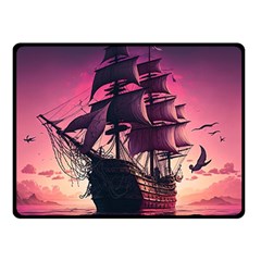 Ship Pirate Adventure Landscape Ocean Sun Heaven Two Sides Fleece Blanket (Small)