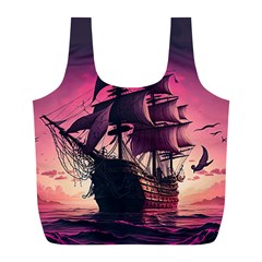 Ship Pirate Adventure Landscape Ocean Sun Heaven Full Print Recycle Bag (l) by Semog4