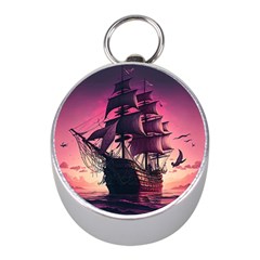 Ship Pirate Adventure Landscape Ocean Sun Heaven Mini Silver Compasses