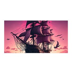 Ship Pirate Adventure Landscape Ocean Sun Heaven Satin Wrap 35  x 70 