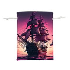 Ship Pirate Adventure Landscape Ocean Sun Heaven Lightweight Drawstring Pouch (M)