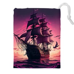 Ship Pirate Adventure Landscape Ocean Sun Heaven Drawstring Pouch (4XL)