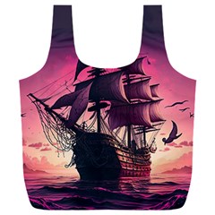 Ship Pirate Adventure Landscape Ocean Sun Heaven Full Print Recycle Bag (XXL)