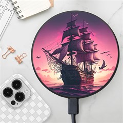 Ship Pirate Adventure Landscape Ocean Sun Heaven Wireless Fast Charger(Black)