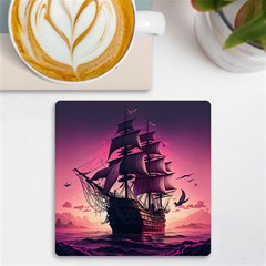 Ship Pirate Adventure Landscape Ocean Sun Heaven UV Print Square Tile Coaster 