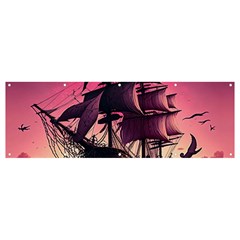 Ship Pirate Adventure Landscape Ocean Sun Heaven Banner and Sign 12  x 4 