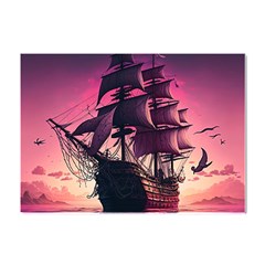 Ship Pirate Adventure Landscape Ocean Sun Heaven Crystal Sticker (A4)