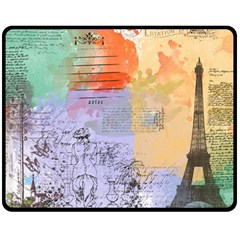 Scrapbook Paris Vintage France Two Sides Fleece Blanket (medium) by Salman4z