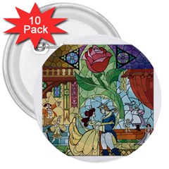 Stained Glass Rose Flower 3  Buttons (10 Pack)  by Salman4z