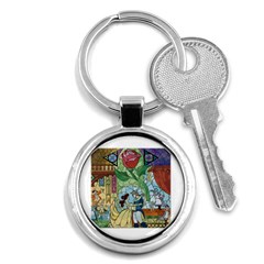 Stained Glass Rose Flower Key Chain (round) by Salman4z