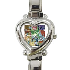 Stained Glass Rose Flower Heart Italian Charm Watch