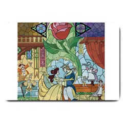 Stained Glass Rose Flower Large Doormat by Salman4z