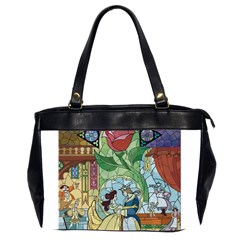 Stained Glass Rose Flower Oversize Office Handbag (2 Sides) by Salman4z