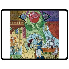 Stained Glass Rose Flower Two Sides Fleece Blanket (large) by Salman4z