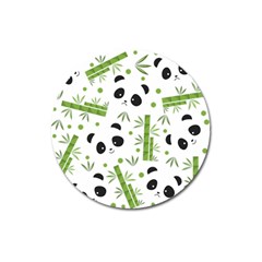 Giant Panda Bear Green Bamboo Magnet 3  (round) by Salman4z