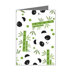 Giant Panda Bear Green Bamboo Mini Greeting Card by Salman4z