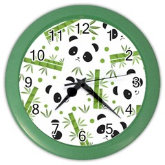 Giant Panda Bear Green Bamboo Color Wall Clock by Salman4z