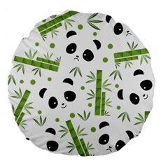 Giant Panda Bear Green Bamboo Large 18  Premium Round Cushions by Salman4z